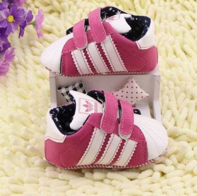 prewalker adidas pink stripe white